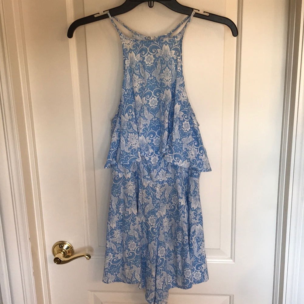 Blue and white romper